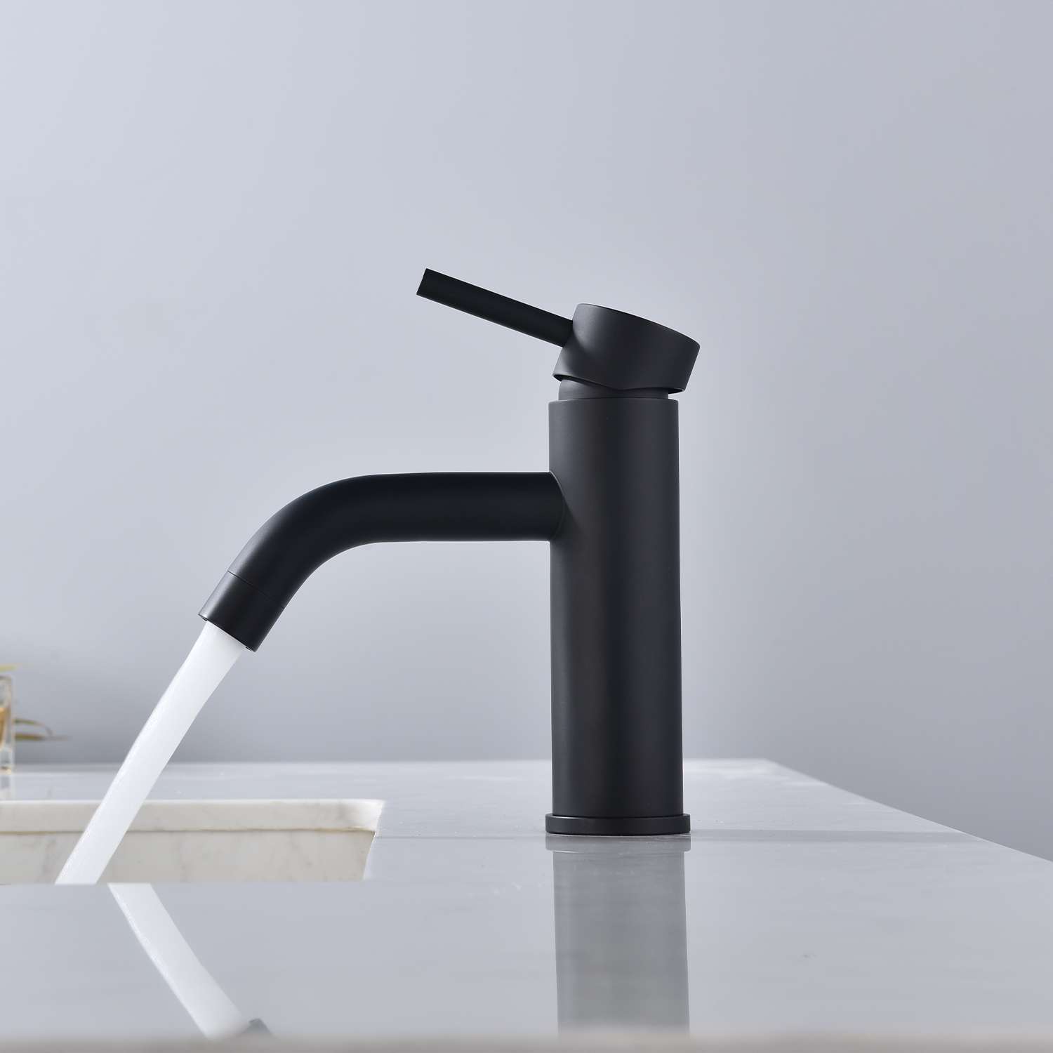 Grifo monomando lavabo sky bath negro mate inox s304 serie rock