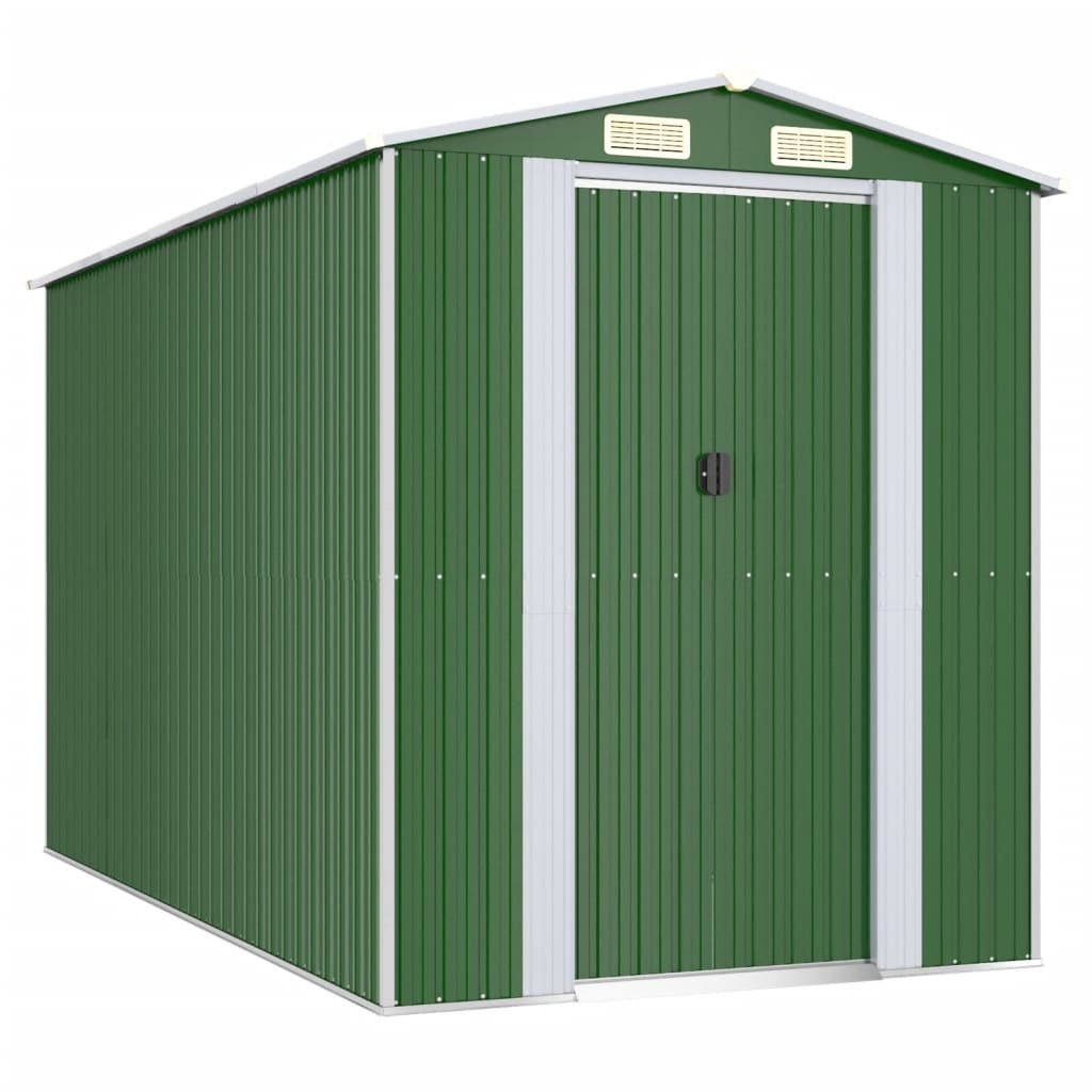 vidaXL cobertizo de jardín acero galvanizado verde 192x357x223 cm