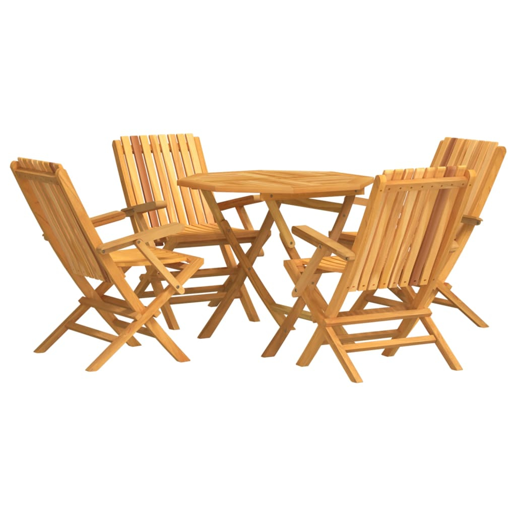 vidaXL juego de comedor para jardín 5 piezas madera maciza de teca