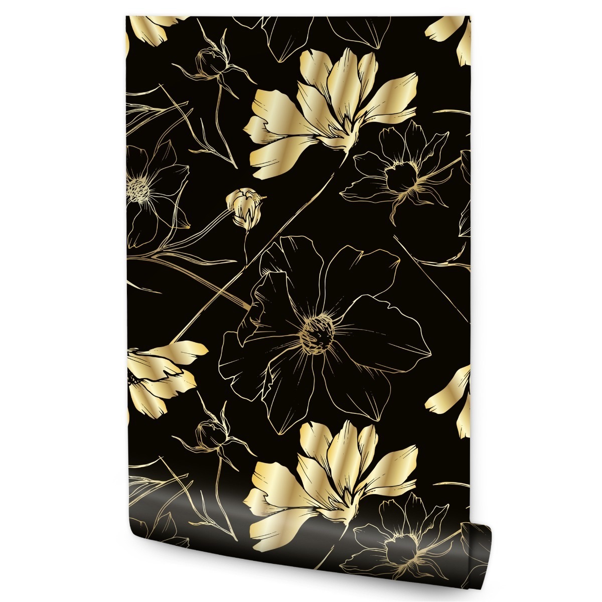Papel Pintado No Tejido Con Flores Estilo Glamour Para Salón 53cm x 10m