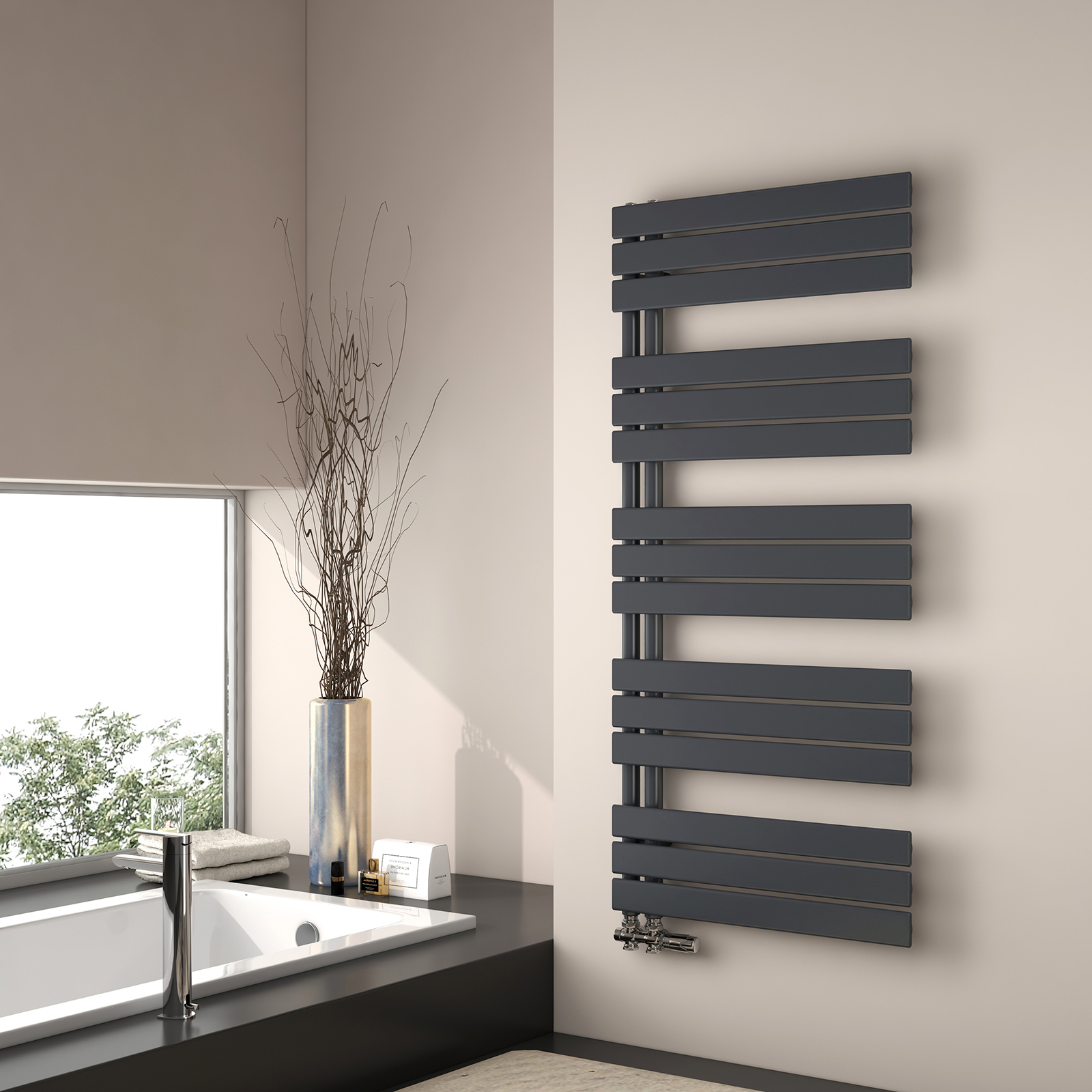 Emke radiador toallero agua caliente 132x60cm, antracita, panel plano