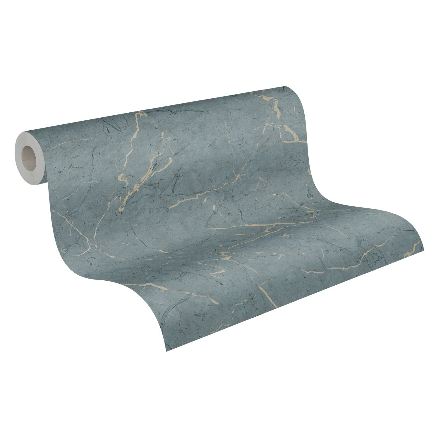 Livingwalls papel pintado marmol azul gris 53 cm x 10.05 m
