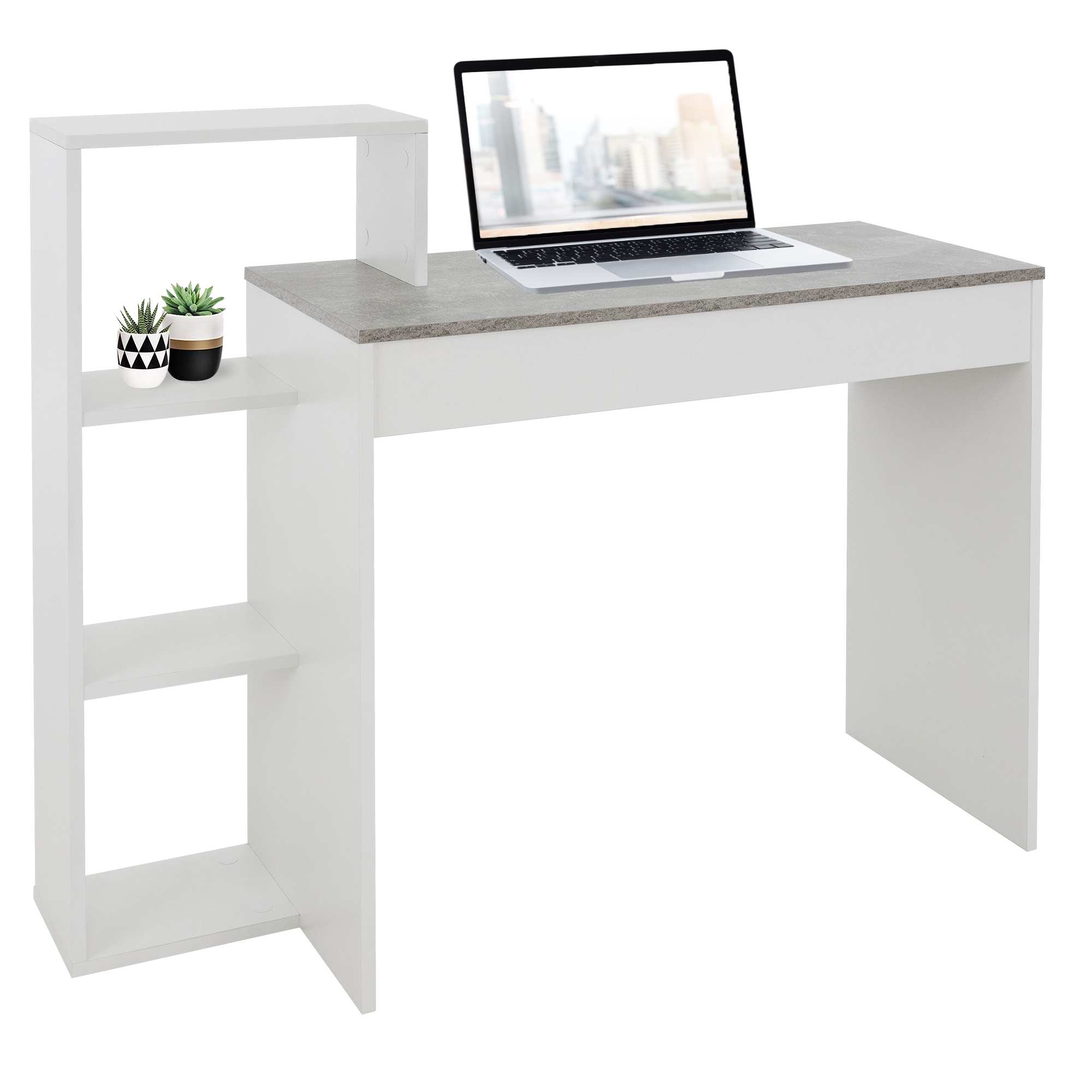 Escritorio con estantes mesa de trabajo 110x72x40 cm blanco ml-design