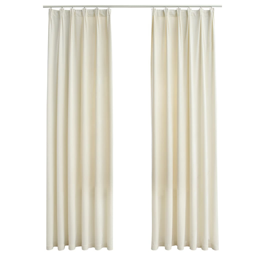 vidaXL cortinas opacas con ganchos 2 pzas terciopelo crema 140x245 cm