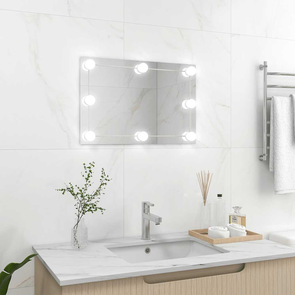 Espejo de pared con luces LED rectangular de vidrio es7711