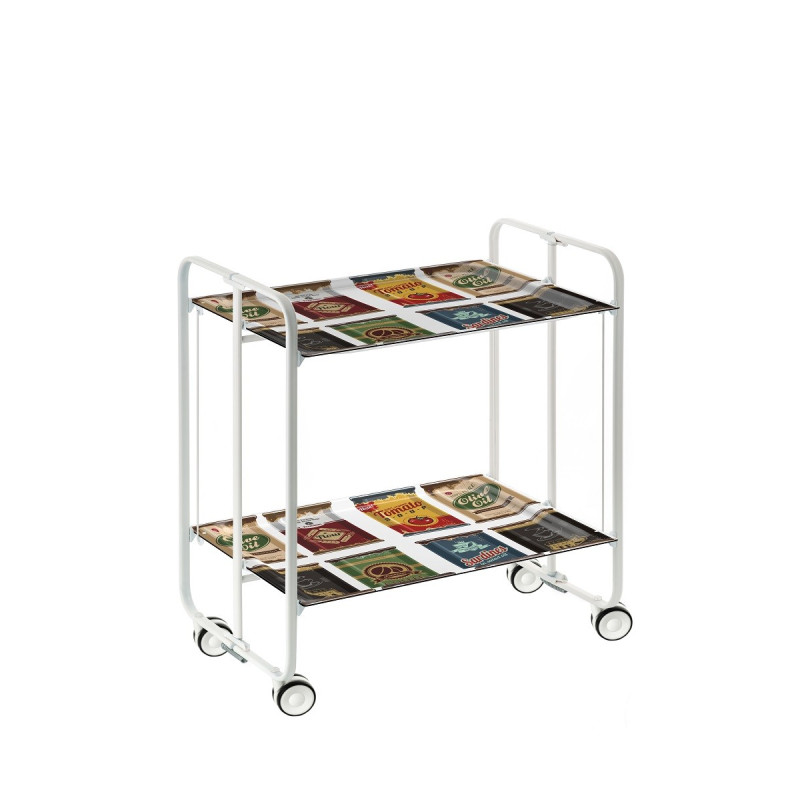 Carrito auxiliar con ruedas bauhaus armazón metálico blanco, 2 bandejas