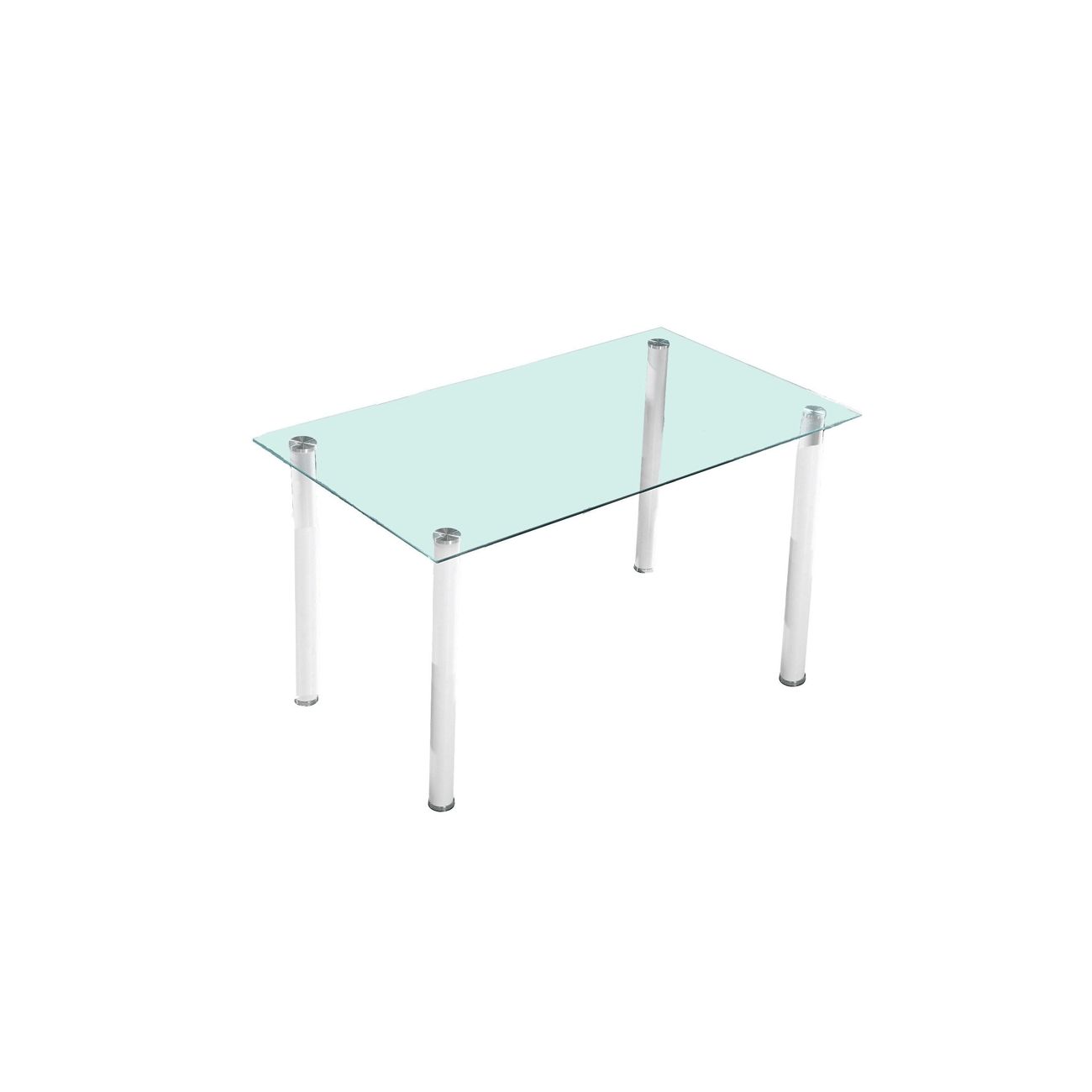 Mesa de comedor fija con sobre de cristal 140x80 cm yuri blanco