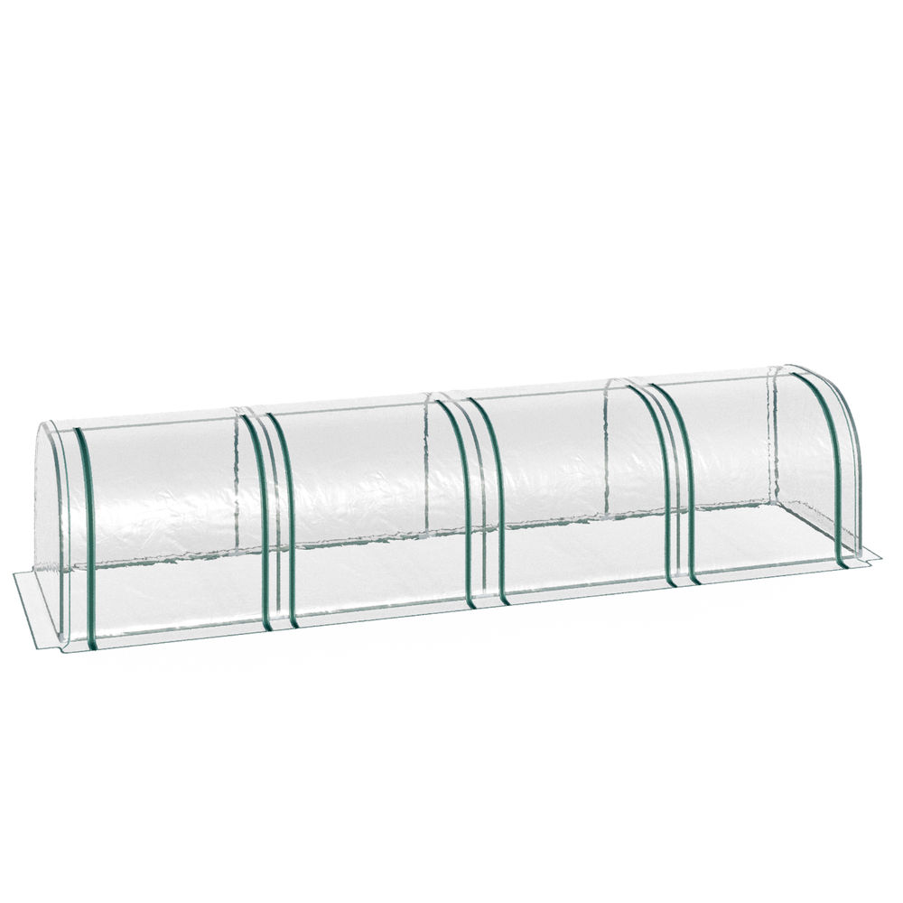 Invernadero de túnel 395x100x80 cm PVC, acero transparente Outsunny