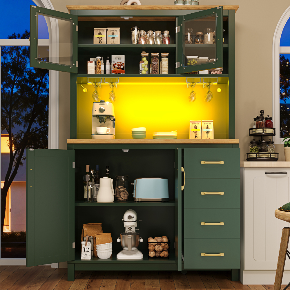 Aparador para cocina con LED mdf verde 180x105,5x40cm