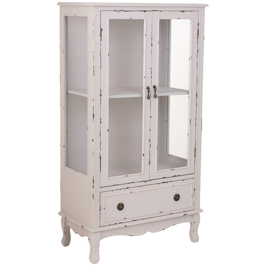 Vitrina de madera con 1 cajón y 2 puertas 80x42x148h cm