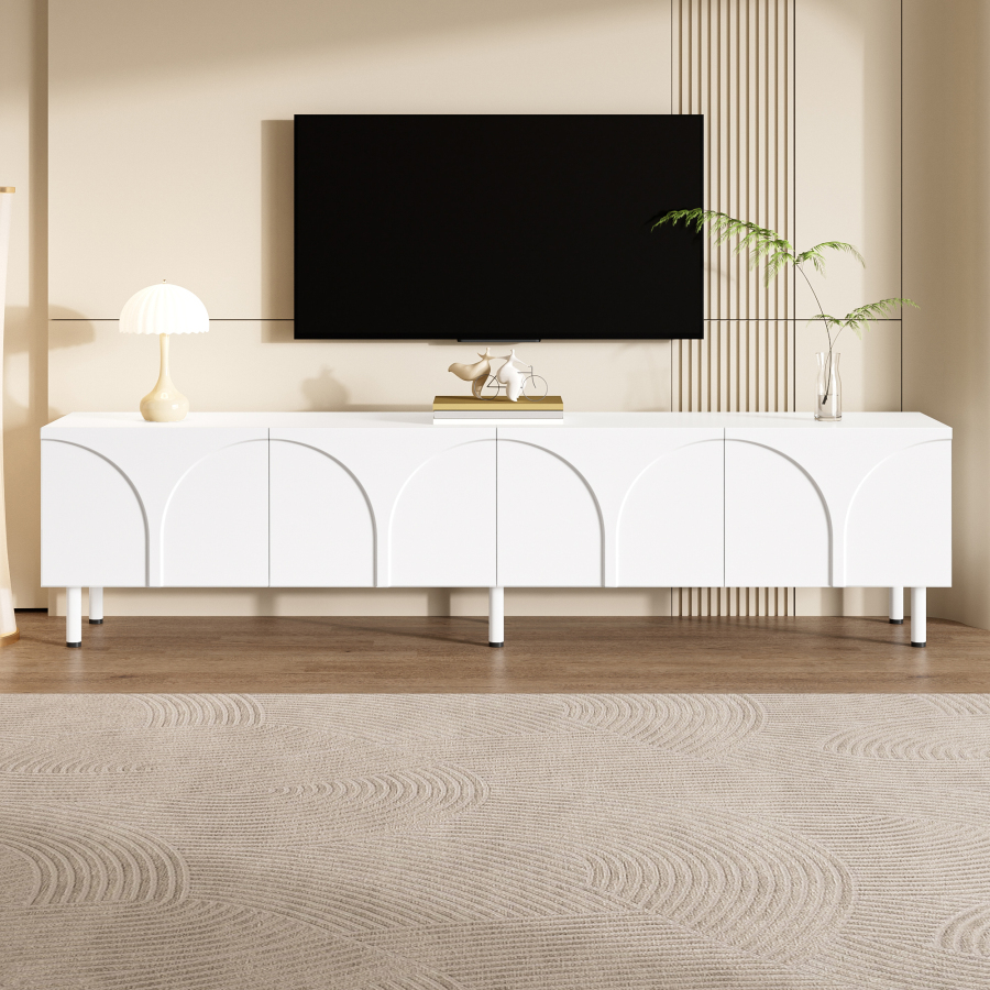 Mueble de tv con 4 puertas blanco 49x180x35cm