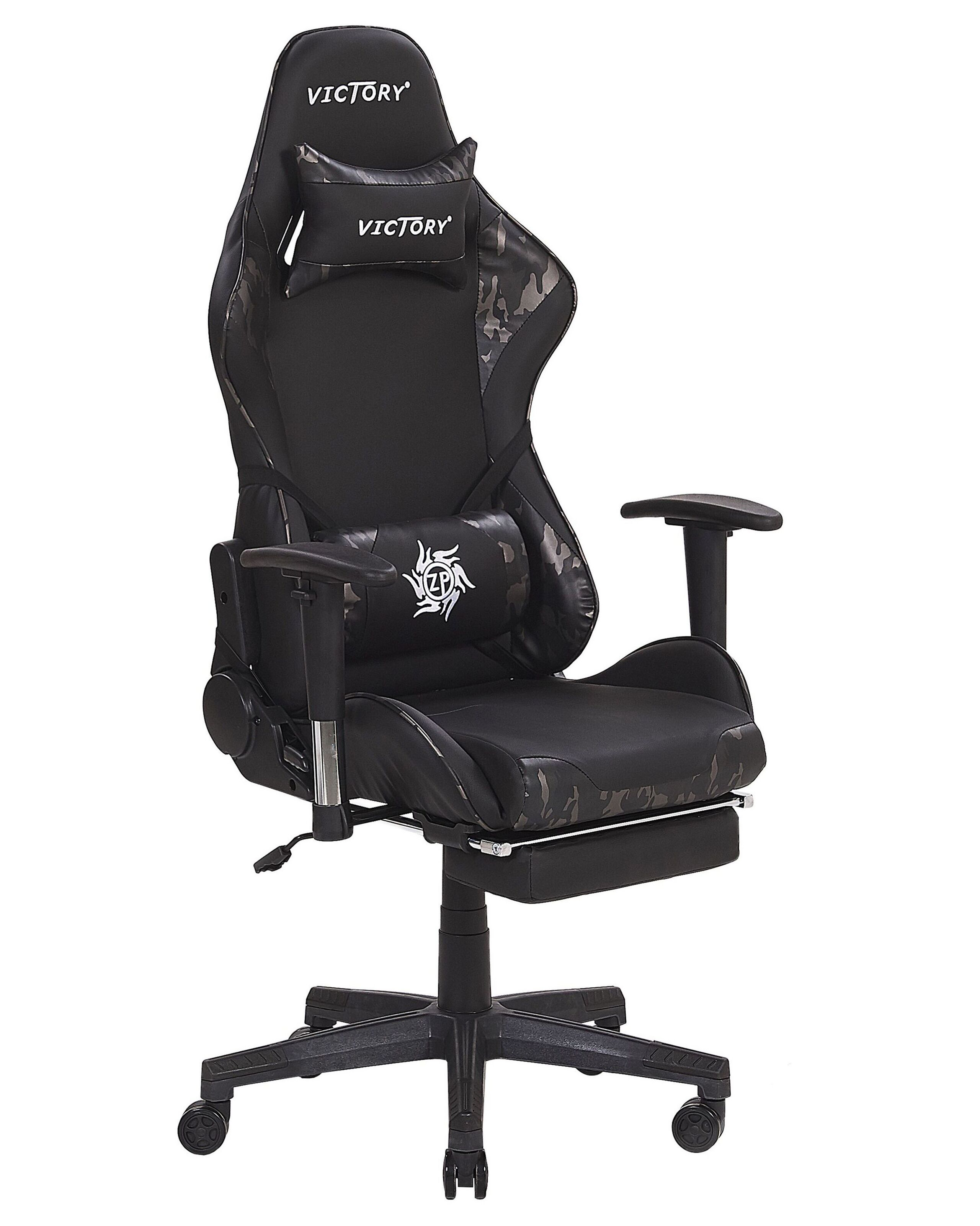Silla gamer victory piel sintética gris oscuro