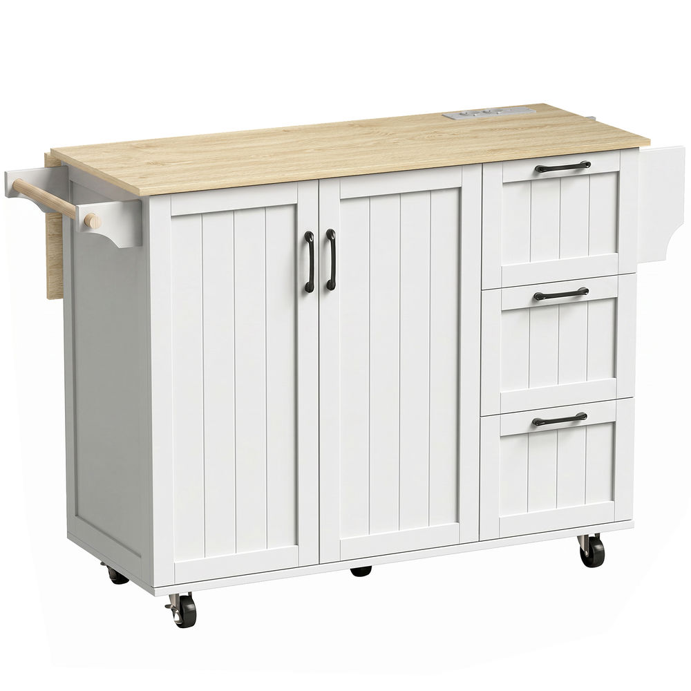 Isla de cocina 134.5x75.2x90.5 cm mdf color blanco Homcom