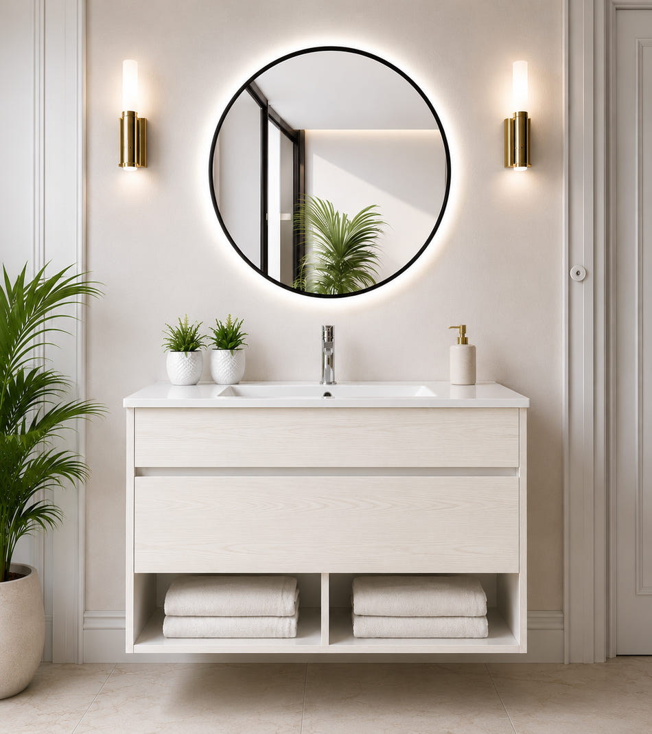 Mueble de baño con lavabo nebari sin espejo 100x40 cm blanco nórdico