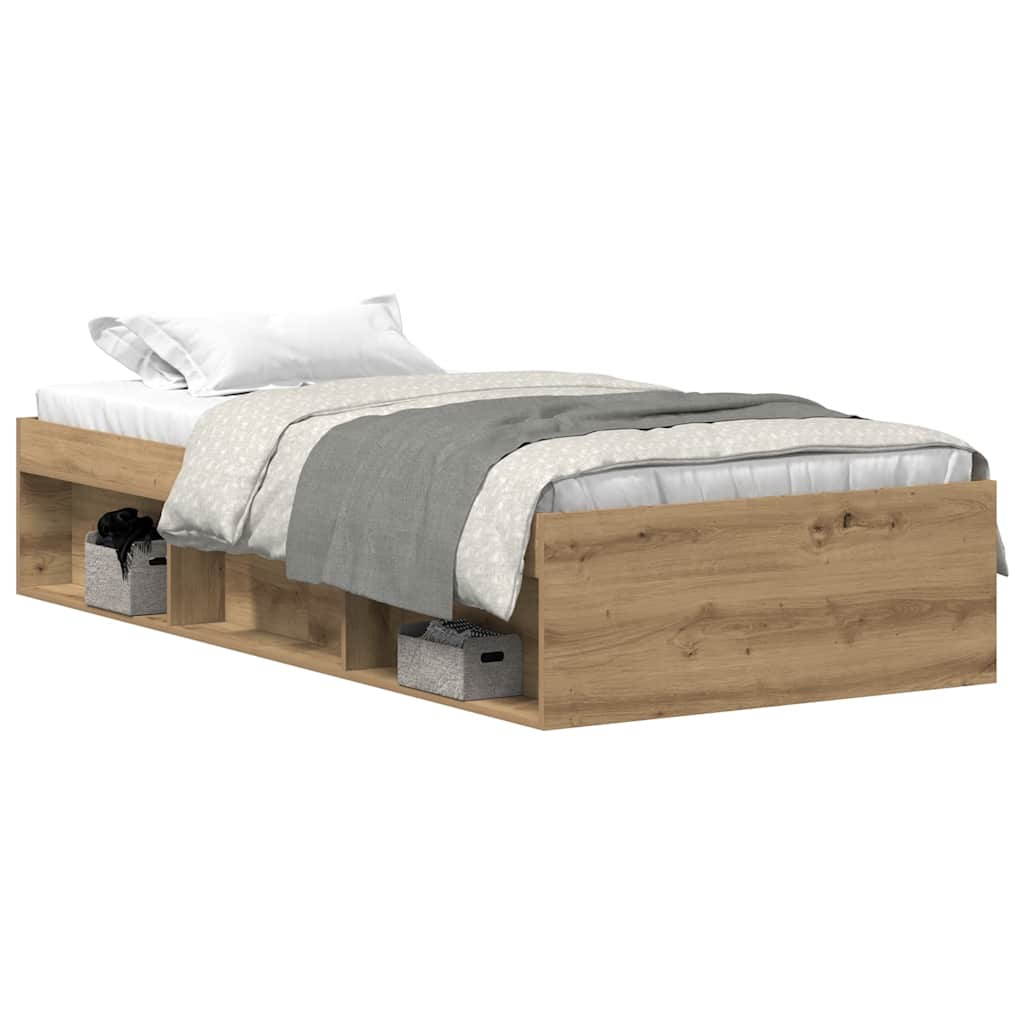 vidaXL estructura de cama sin colchón roble artesanal 75x190 cm