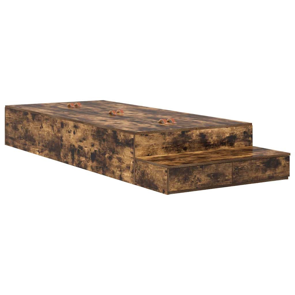 vidaXL cama con almacenamiento roble ahumado 226.5 x 90 x 31.5 cm