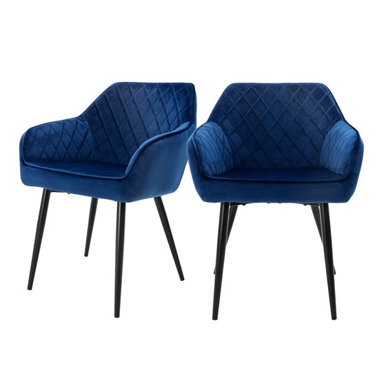 Set 2x sillas de comedor oscuro estilo moderno azul ml-design