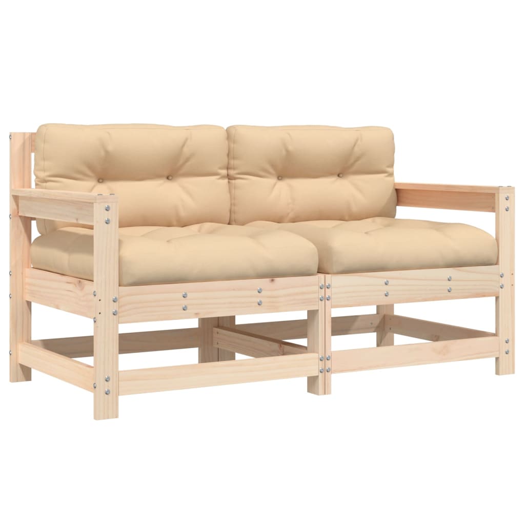 vidaXL sillones de jardín con cojines 2 uds madera maciza de pino