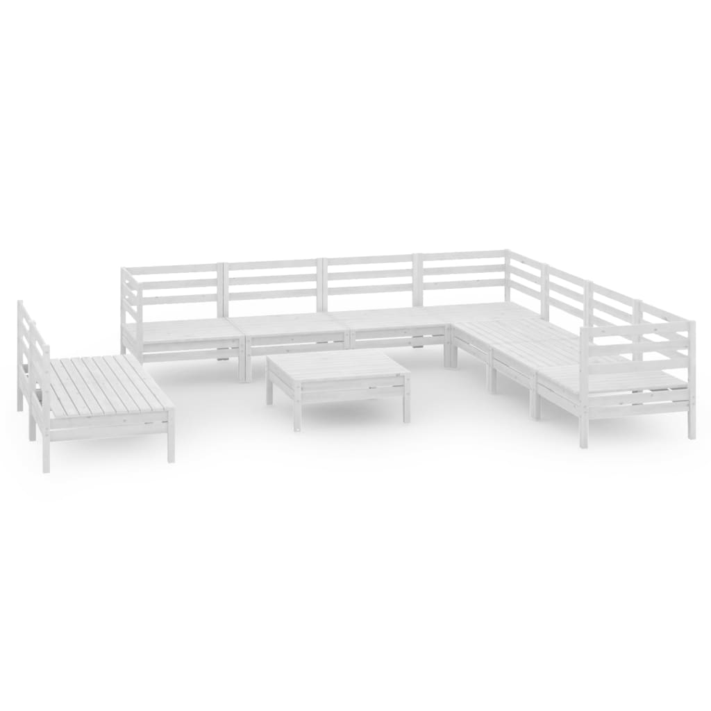 vidaXL juego de muebles de jardín 10 piezas madera maciza pino blanco