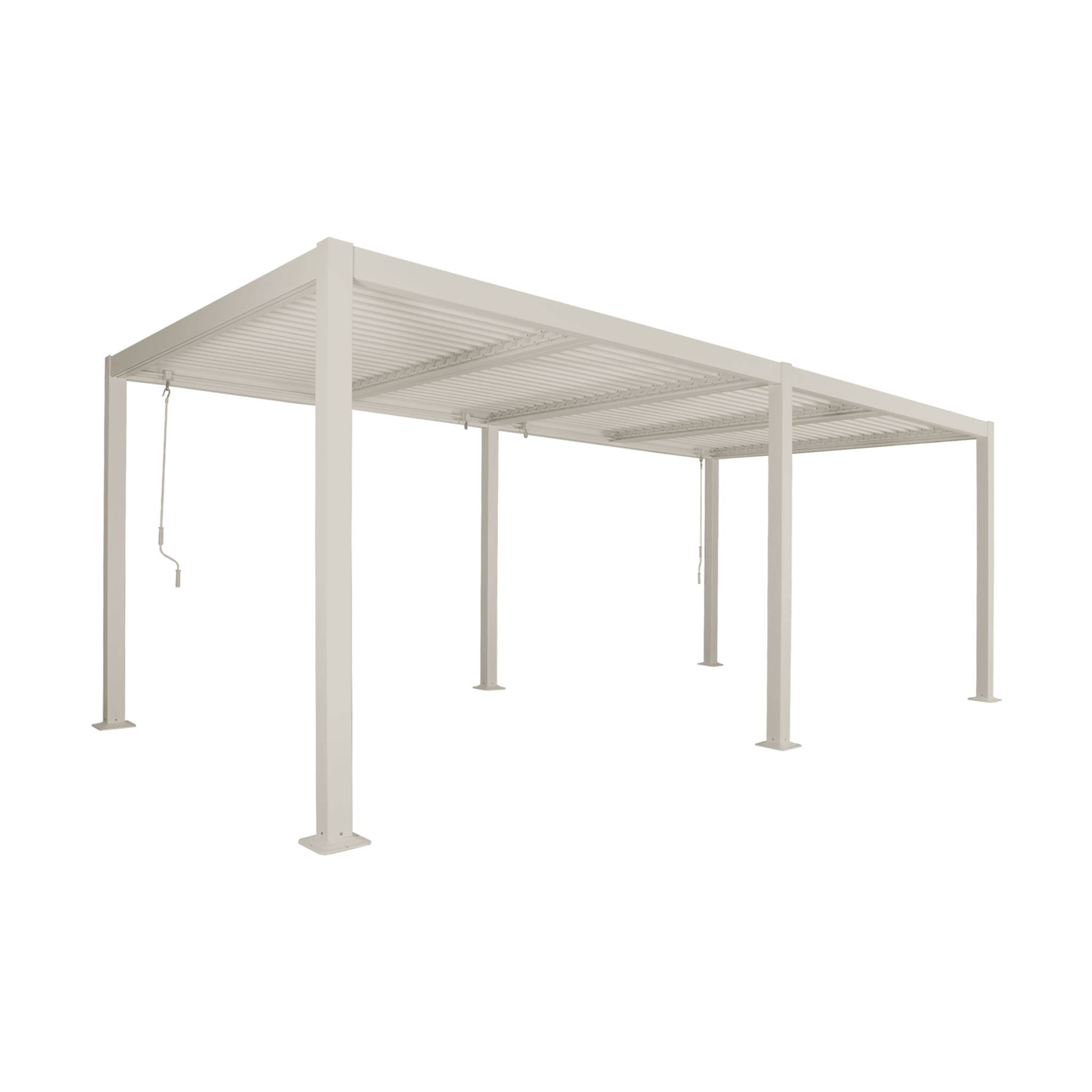Pérgola bioclimática 3x6m de aluminio y acero con lamas orientables beige