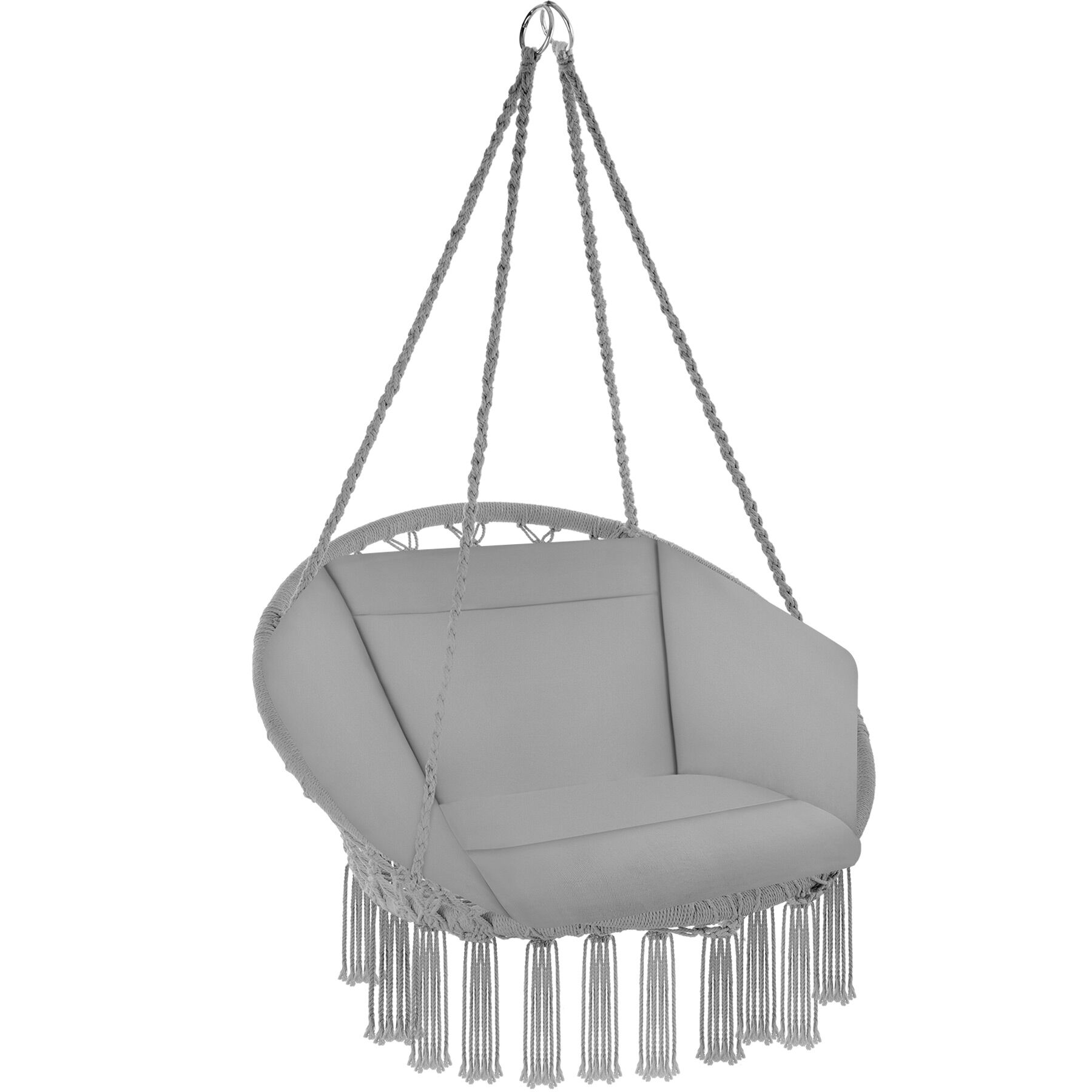 Silla colgante para jardín, malla de algodón, 80 x 72 x 125 cm, gris