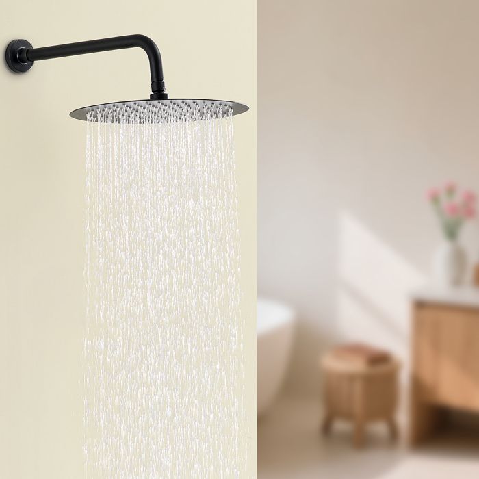 Cabezal de ducha - sofetiy max - redondo - 20cm - acero inoxidable negro -