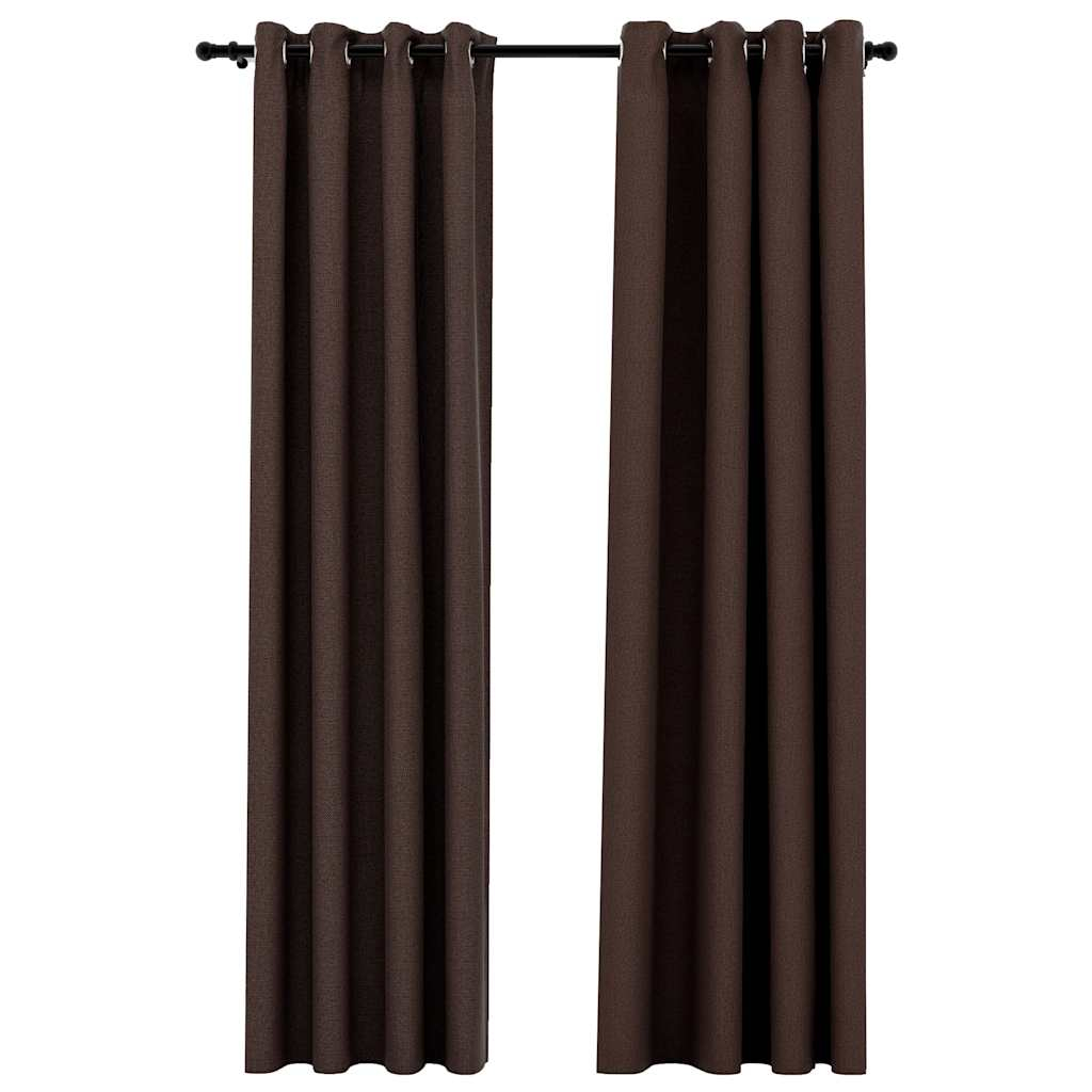vidaXL cortinas opacas ojales look de lino 2 pzas gris topo 140x245 cm