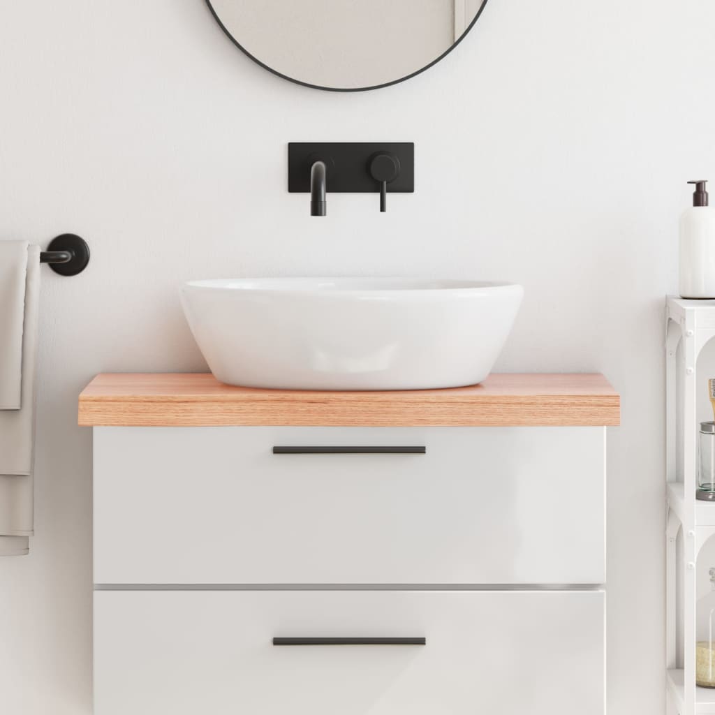 Encimera baño madera maciza tratada marrón claro 80x40x(2-6) cm eerf3631
