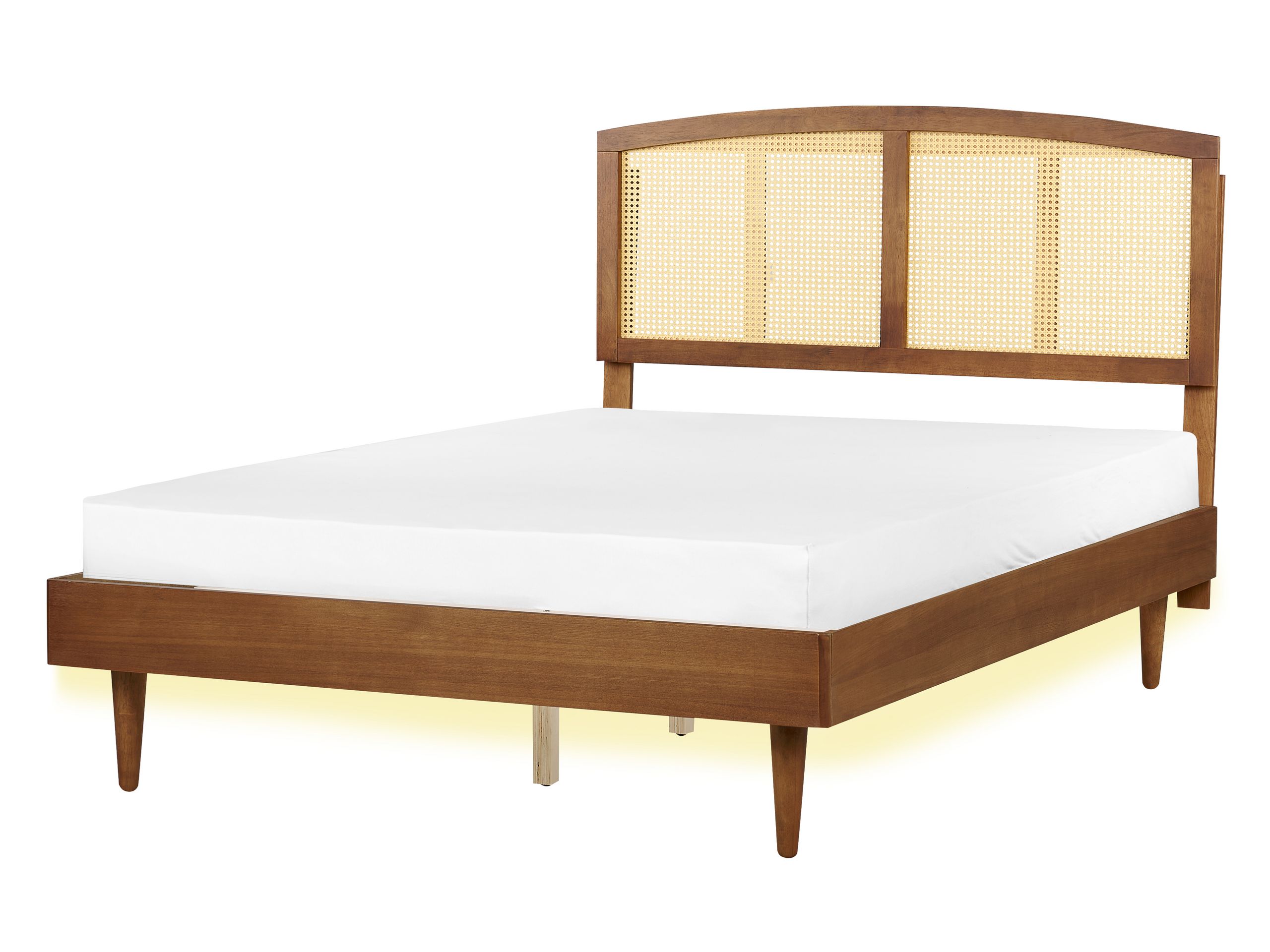 Cama LED ratán varzy 140 x 200 cm marrón
