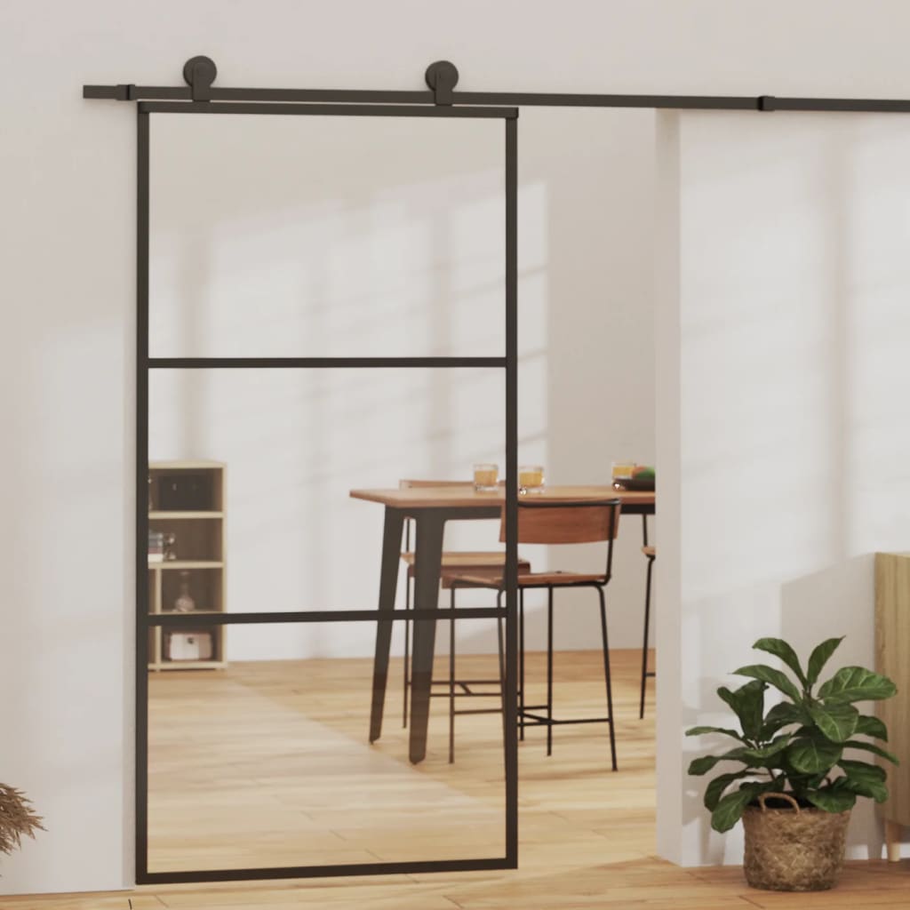 Puerta corredera con herrajes esg vidrio y aluminio 102x205 cm esxt4338