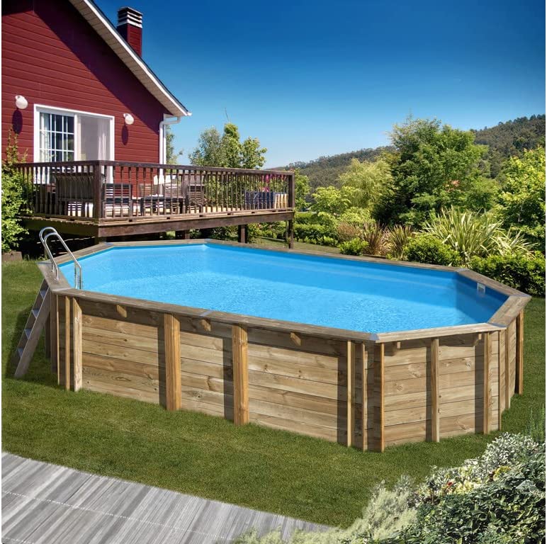 piscina gre oval madera safran2 6.20x3.95x1.36 mts