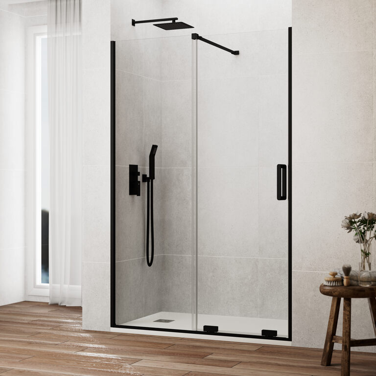 Mampara de ducha kenna fijo + corredera 125-130cm negro - antical - gme