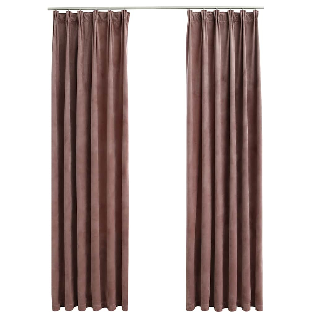 vidaXL cortinas opacas ganchos 2 pzas terciopelo rosa viejo 140x245 cm