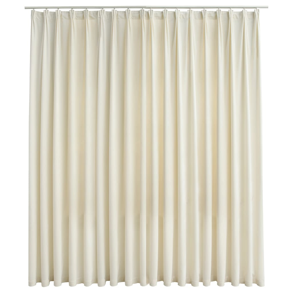 vidaXL cortina opaca con ganchos terciopelo color crema 290x245 cm
