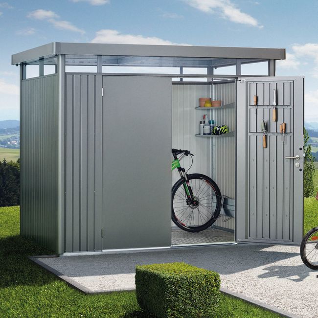CASETA METALICA BIOHORT JARDIN HIGHLINE H6 COLOR GRIS CUARZO