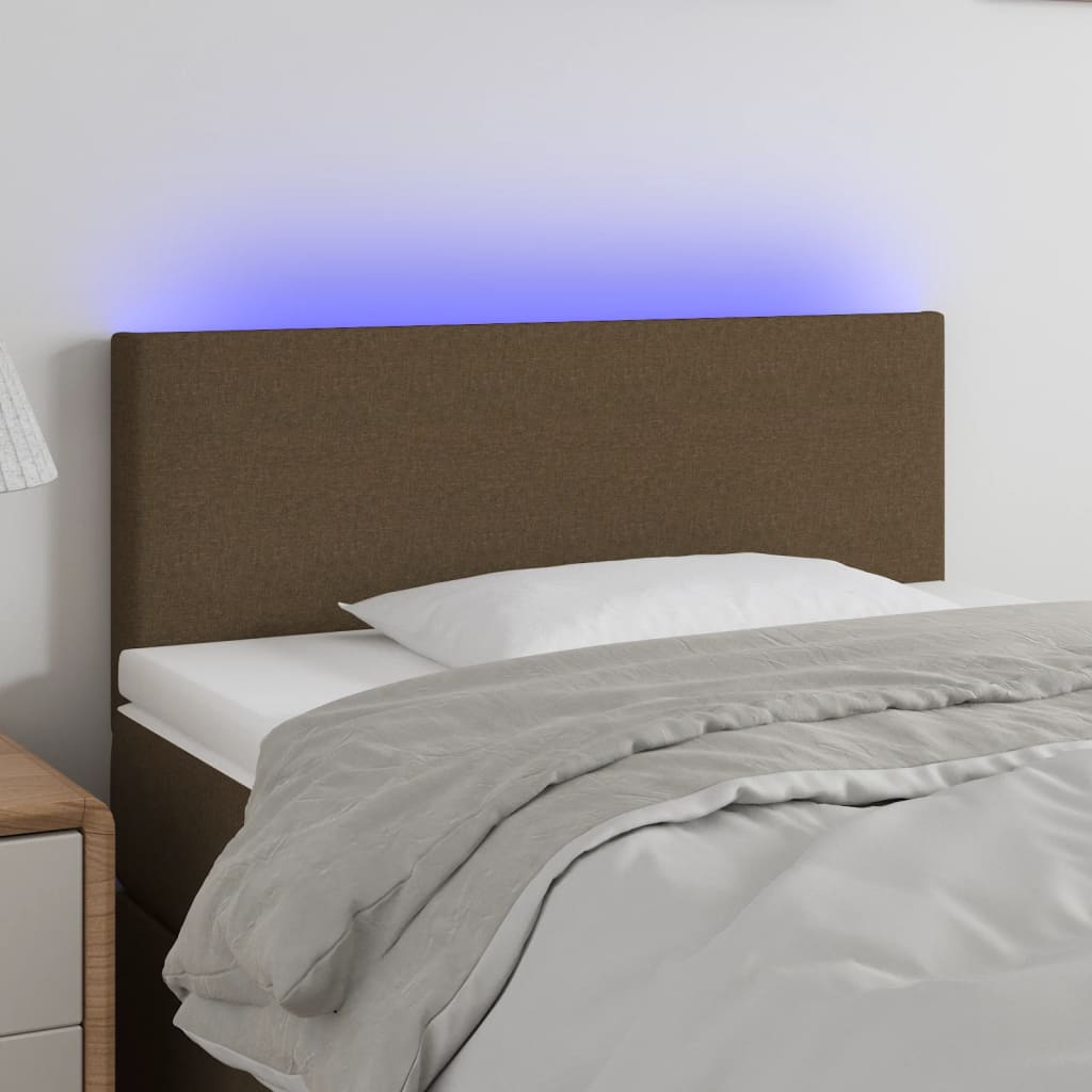 Cabecero con LED de tela marrón oscuro 90x5x78/88 cm eso6226