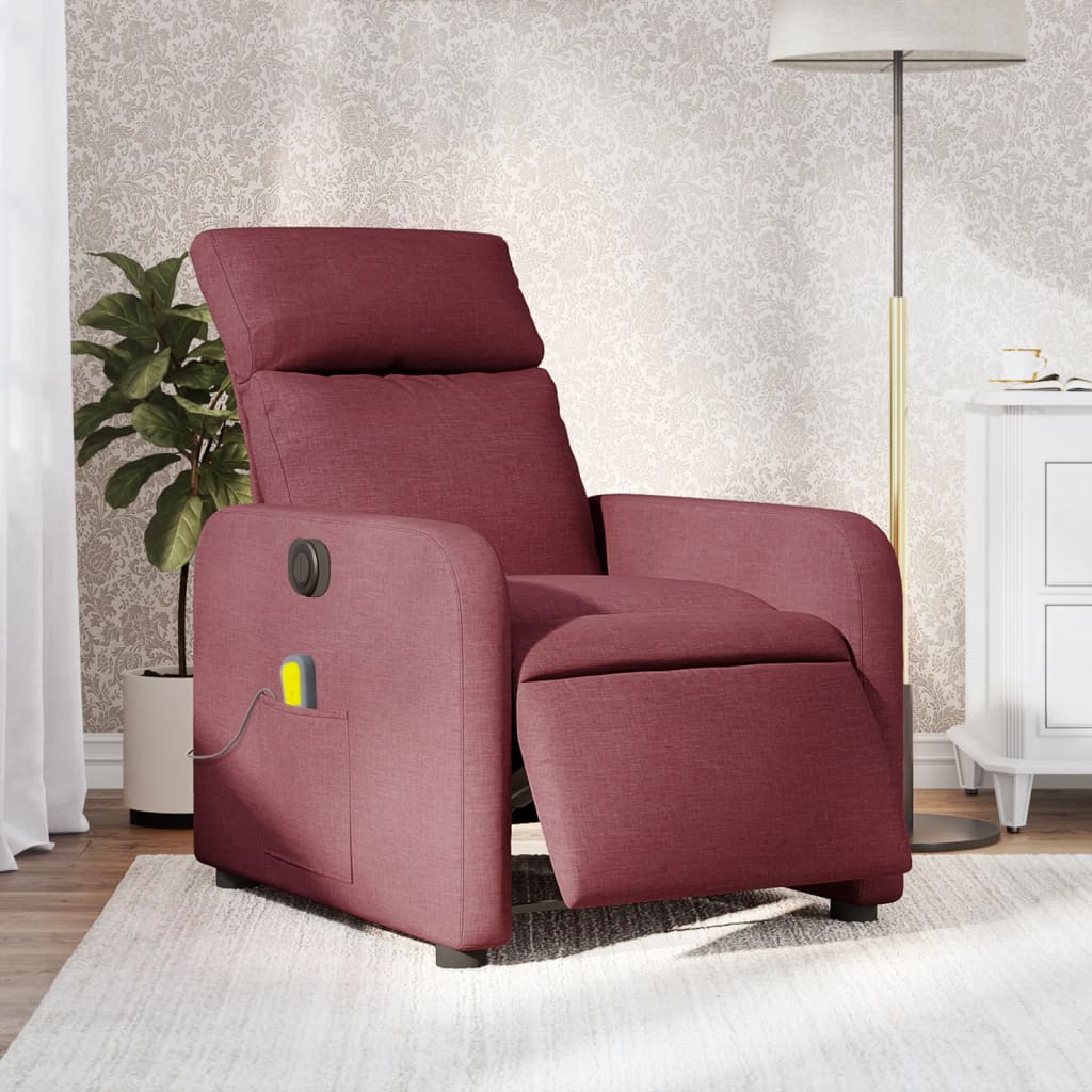 Sillón de masaje reclinable eléctrico tela rojo tinto qweo1524