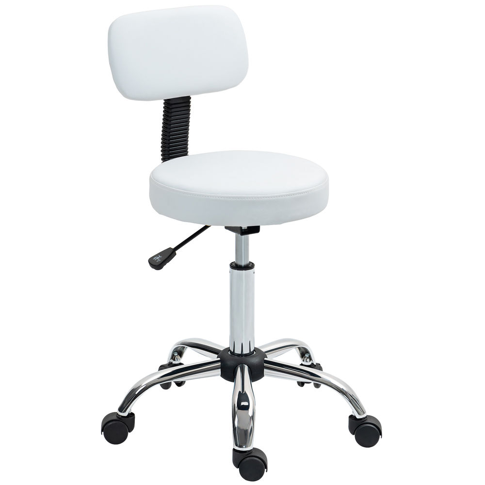 Taburete con rueda 46x51x93 cm pu color blanco Homcom