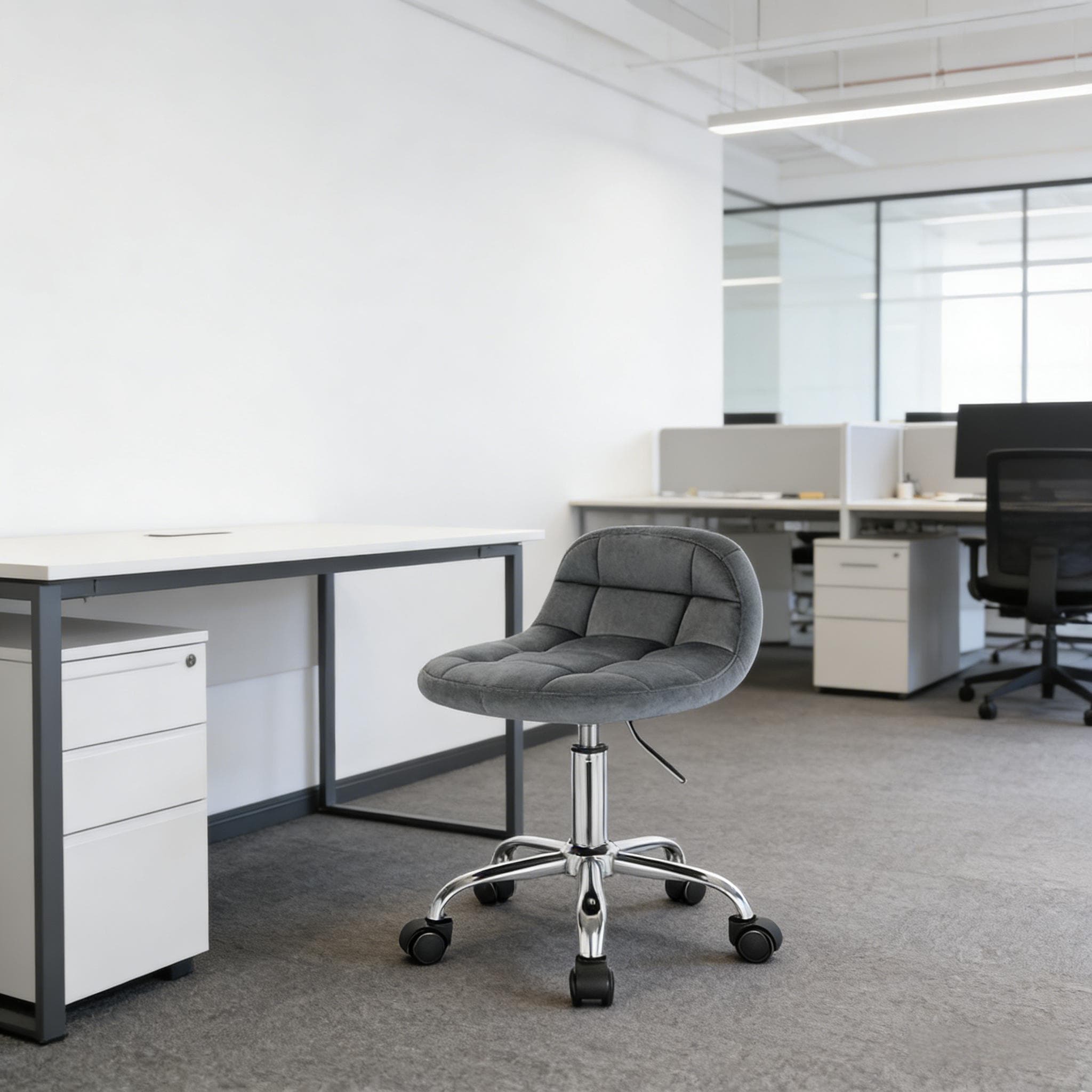 Silla oficina giratoria terciopelo gris oscuro ajustable