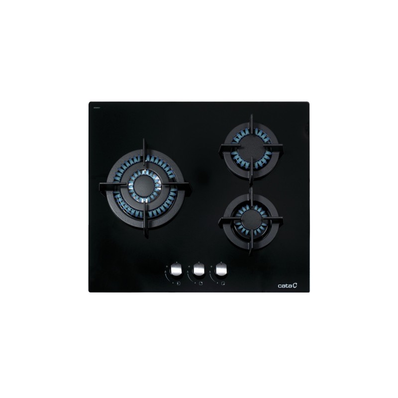 Placa de gas cata cci-6021 bk 3 quemadores 1,75-3,5 kw