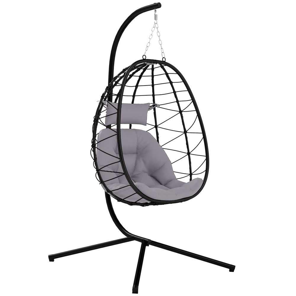 Silla colgante 98x95x198 cm acero, poliéster color gris Outsunny