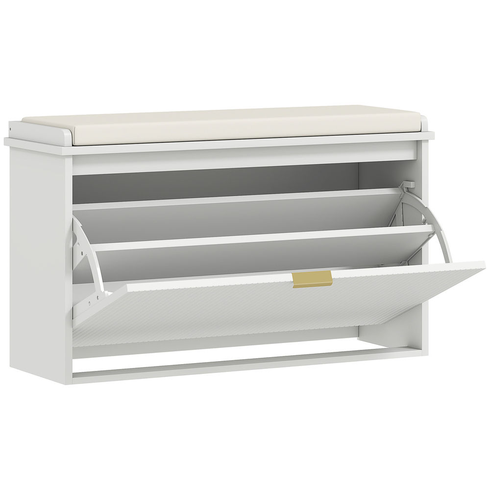Banco zapatero 80x26x47.5 cm mdf color blanco Homcom