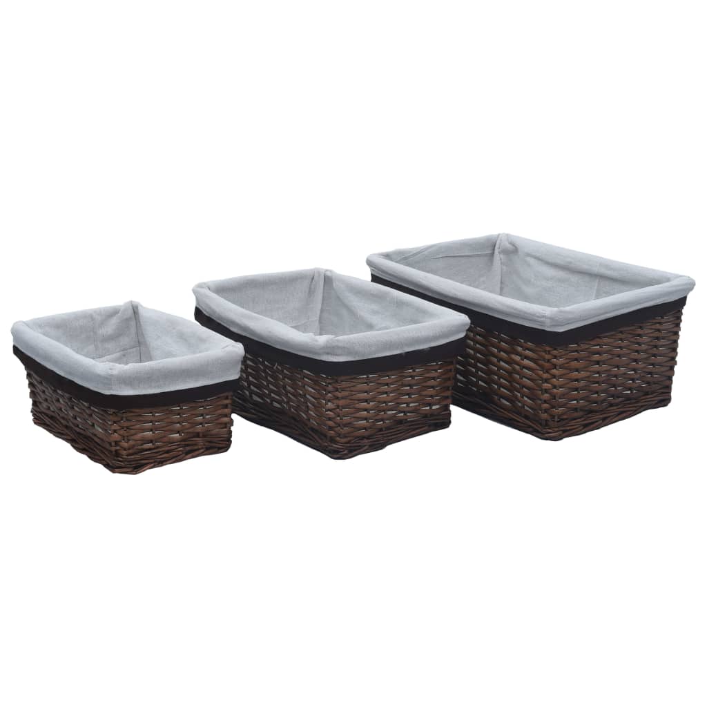 vidaXL juego de cestas apilables 3 piezas sauce natural marrón