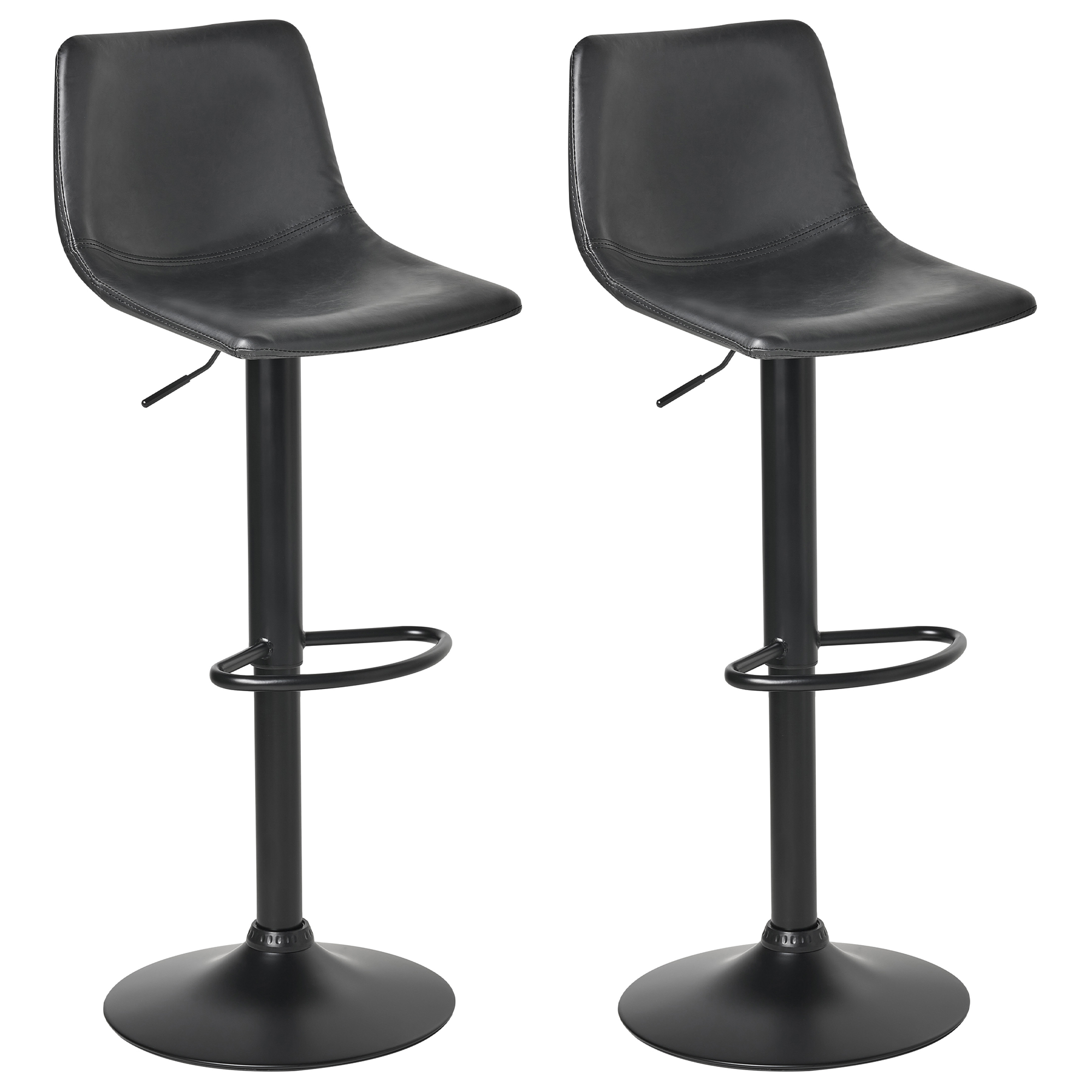 Conjunto de 2 sillas de bar lebrija giratoria piel sintética negro