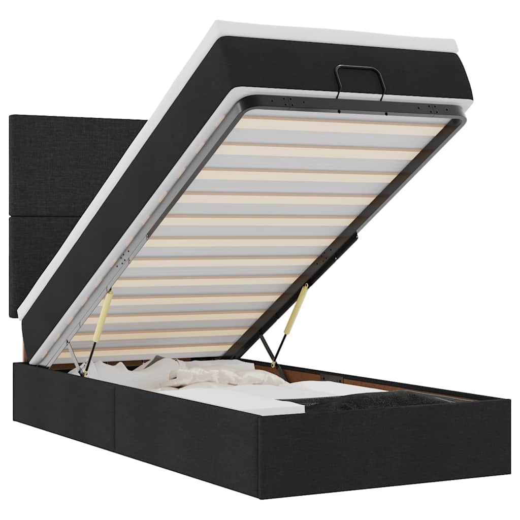 vidaXL cama otomana con colchón negra 90x200 cm tela