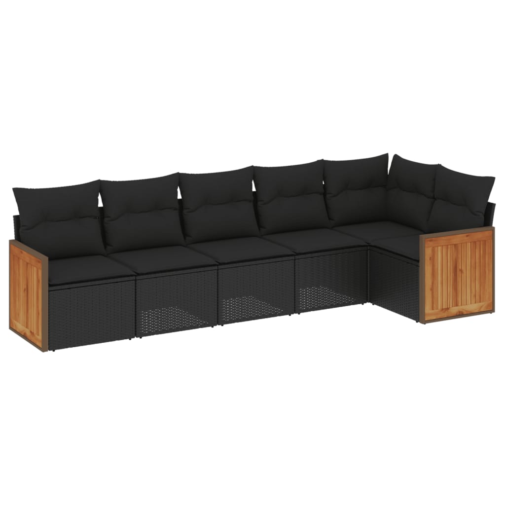 vidaXL set de sofás de jardín 6 piezas y cojines ratán sintético negro