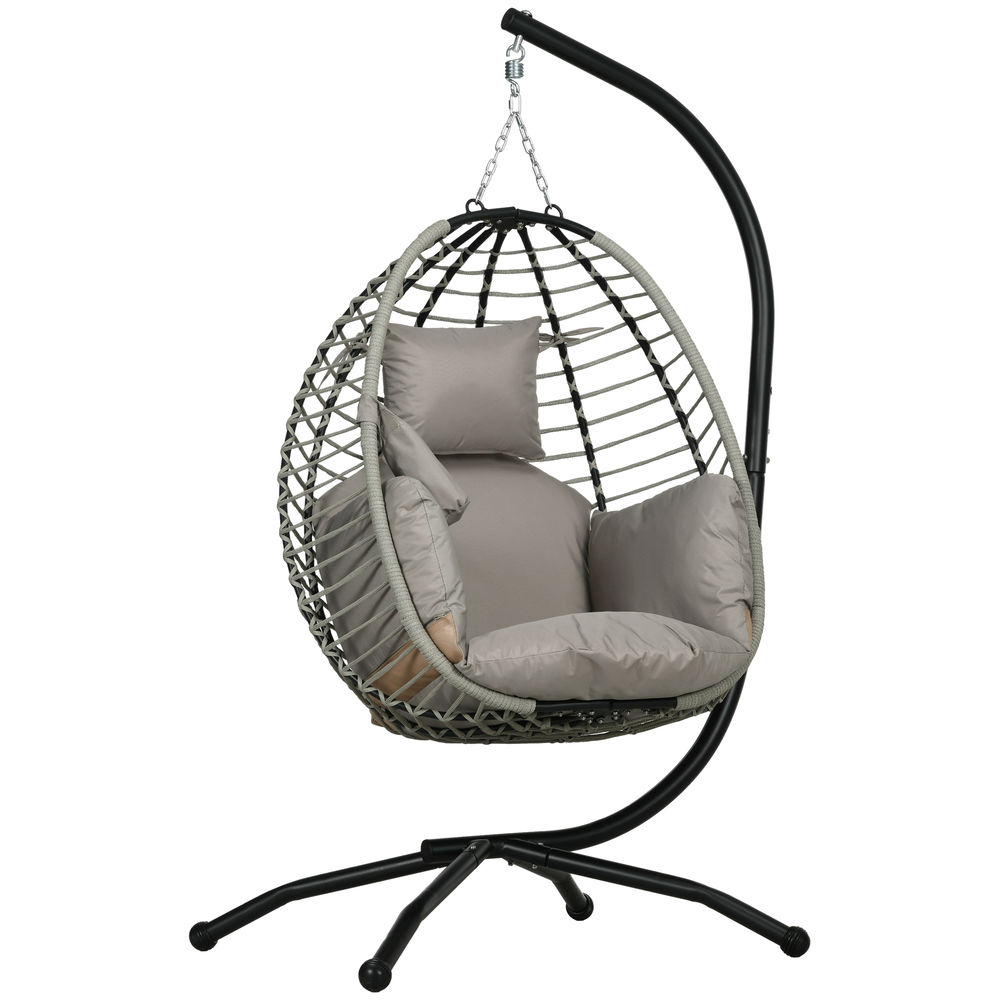 Silla colgante huevo 110x100x188 cm poliéster, acero bicolor Outsunny