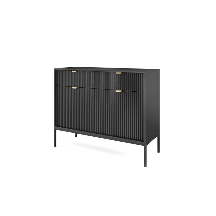 Cómoda - negro - 2 cajones/2 puertas - 104x83x39 cm