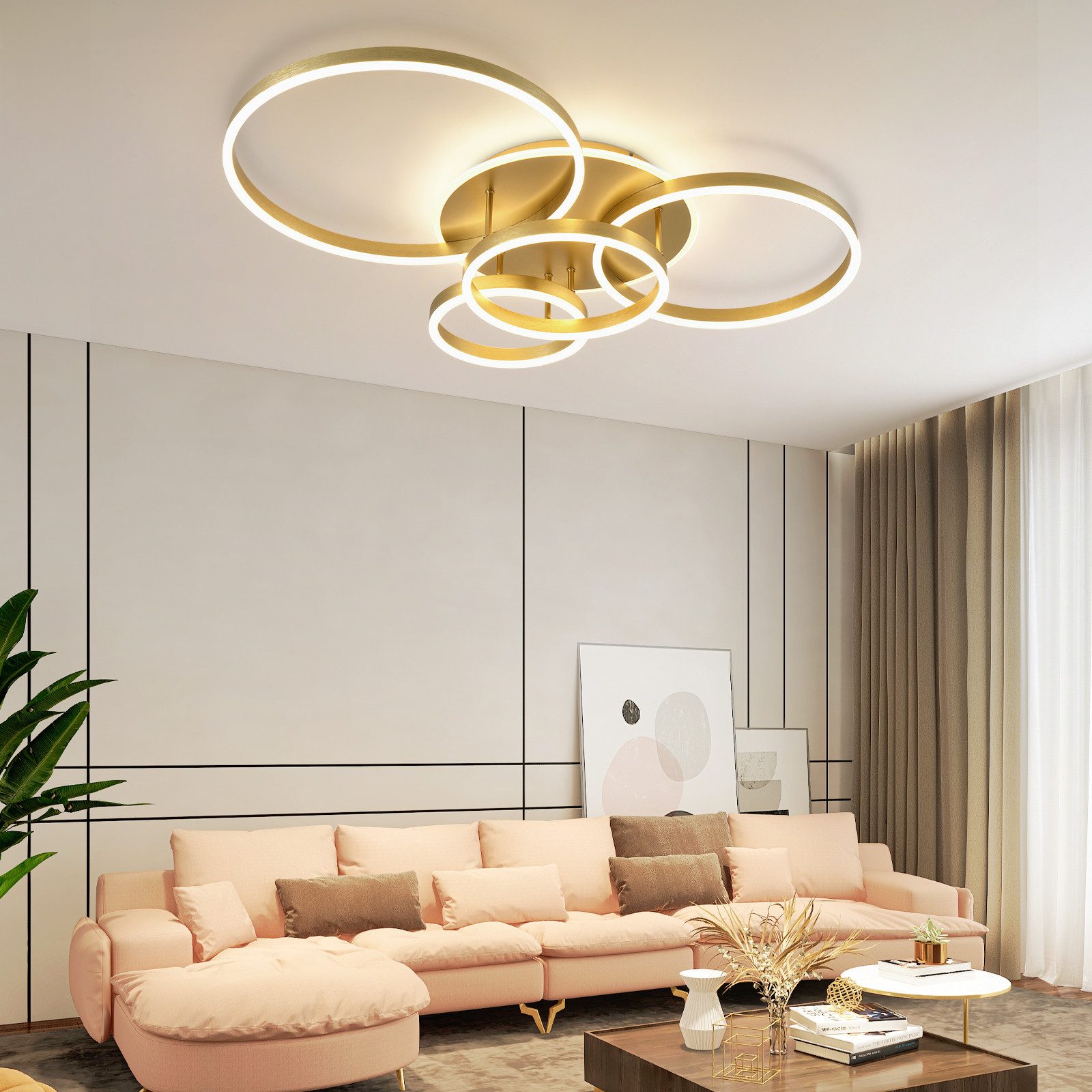 Nettlife plafon de techo LED dorado 65x98