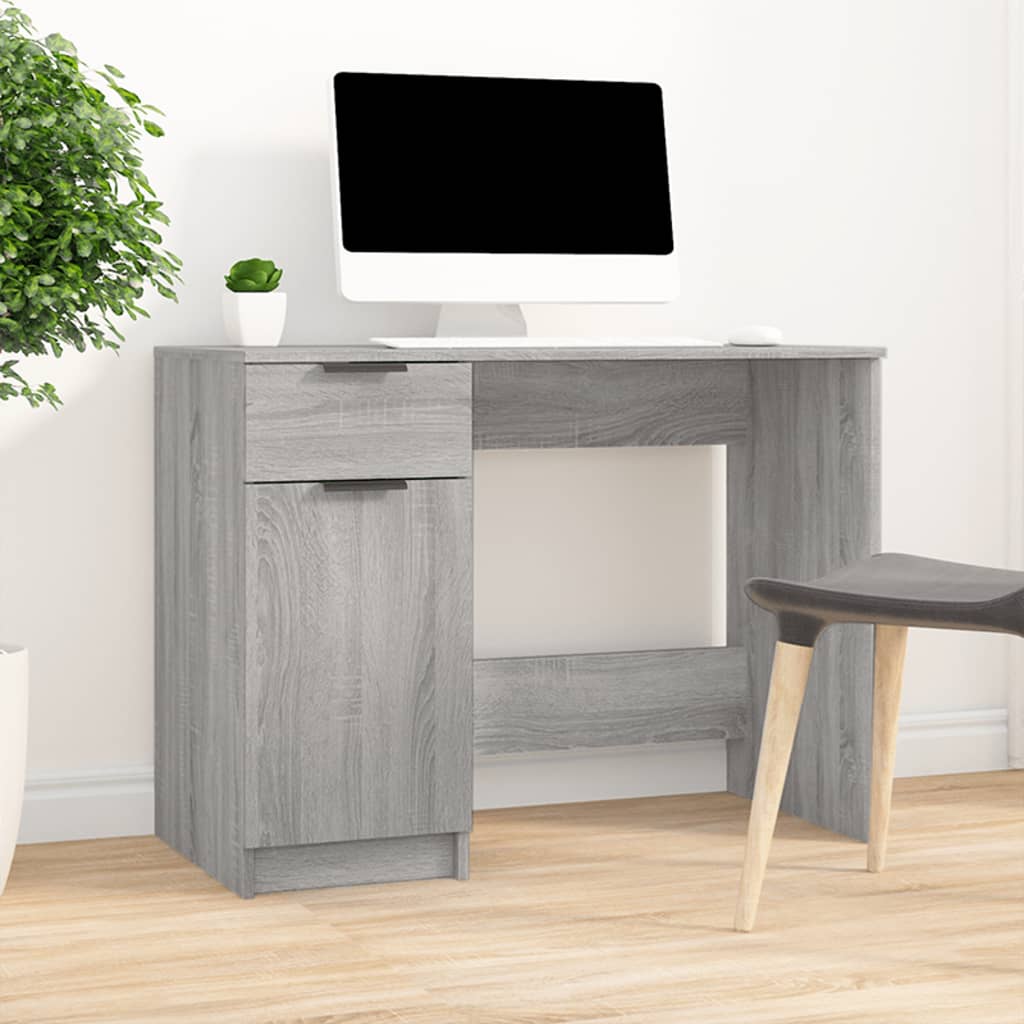 Escritorio de madera contrachapada gris sonoma 100x50x75 cm